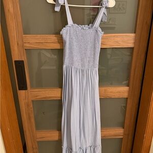 Blue Sleeveless Tie Dress